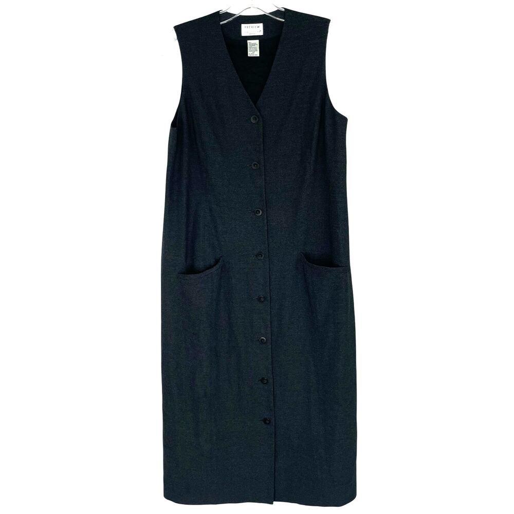 Vintage Preview Collection gray sleeveless button down dress size 12P